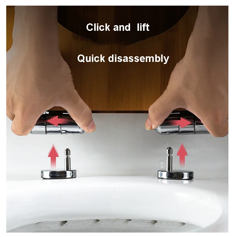 Wooden Toilet Seat Oval Molded With Stainless Steel Hinges Easy To Clean Anti-pinch Soft Close Wood Toilet lid For Bathroom