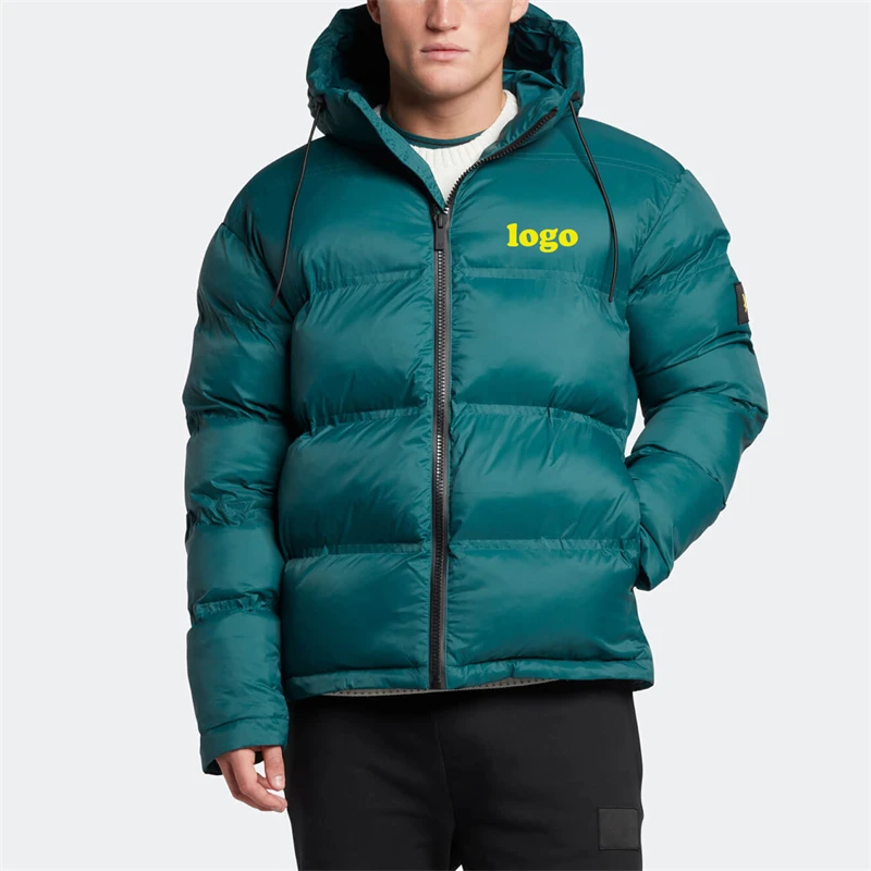 Custom Logo Winter Fashionable Plus Size Quilted Down Coats Casuals Hooded Men Puffer Jacket