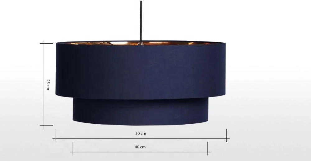 Navy Blue Hardback Drum TC Fabric shade with Brushed Metallic inner linings Copper drum lampshade
