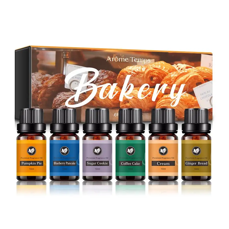 Kanho Bakery Pumpkin Pie Blueberry Pancake Sugar Cookie Coffee Cake Cream ginger Bread Spread Essential Oil 6 bottle gift set