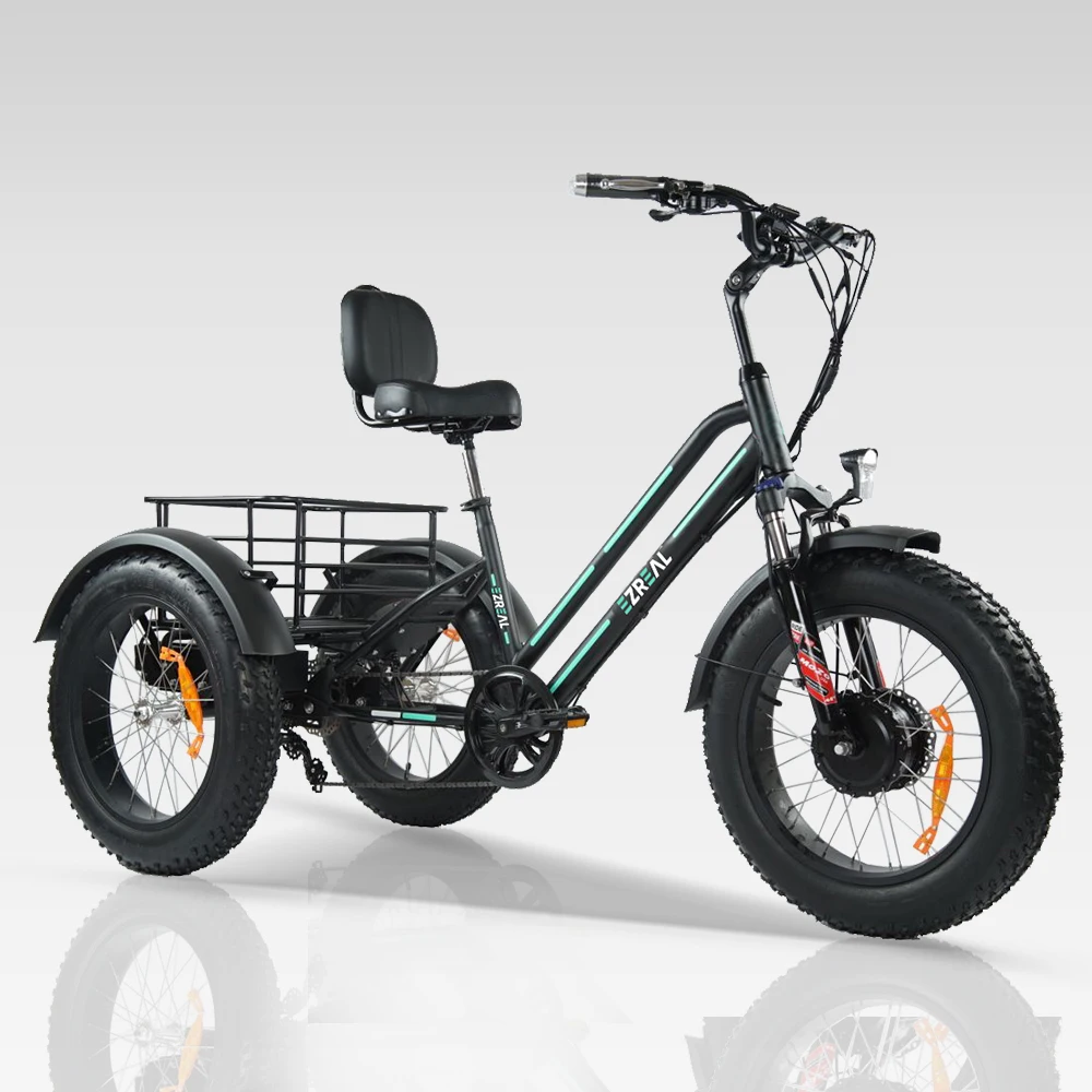 EZREAL High Quality Electric Bike 3 Wheel Bicycle E Tricycle Front Brushless Motor Cargo Trike with 48V 500W Steel EZREAL & OEM