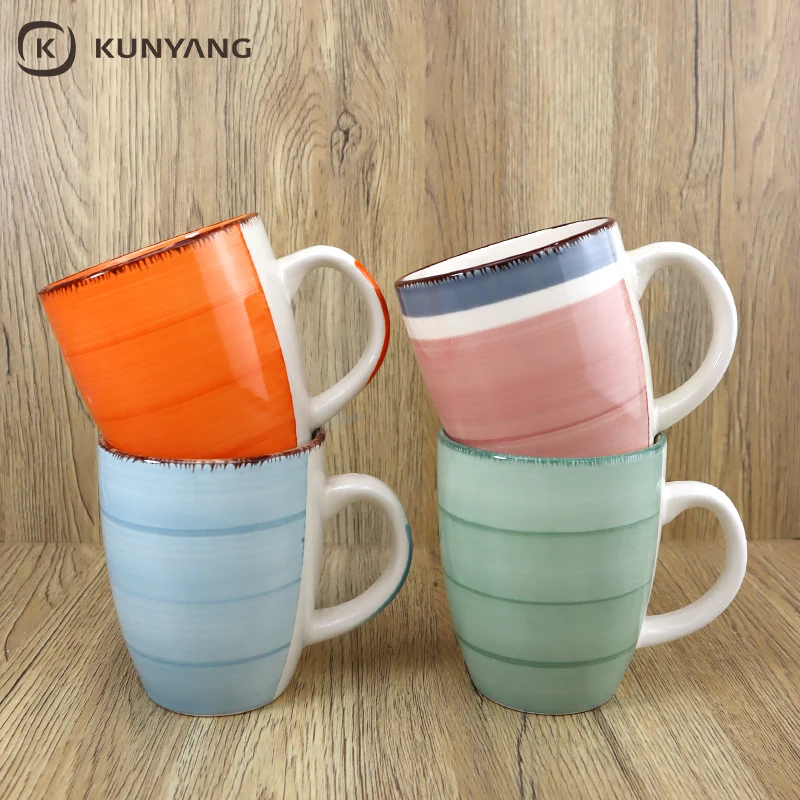 Factory Price Customized Simple Retro Japandi Style Milk Mug Colorful Ceramic Coffee Mugs