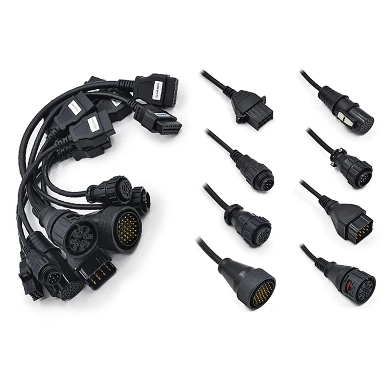 High Quality 8PCS Car OBD1 to OBD2 Set kit Adapter OBD 16 Pin Truck Diagnostic Cable For Delphi Scania Ievco