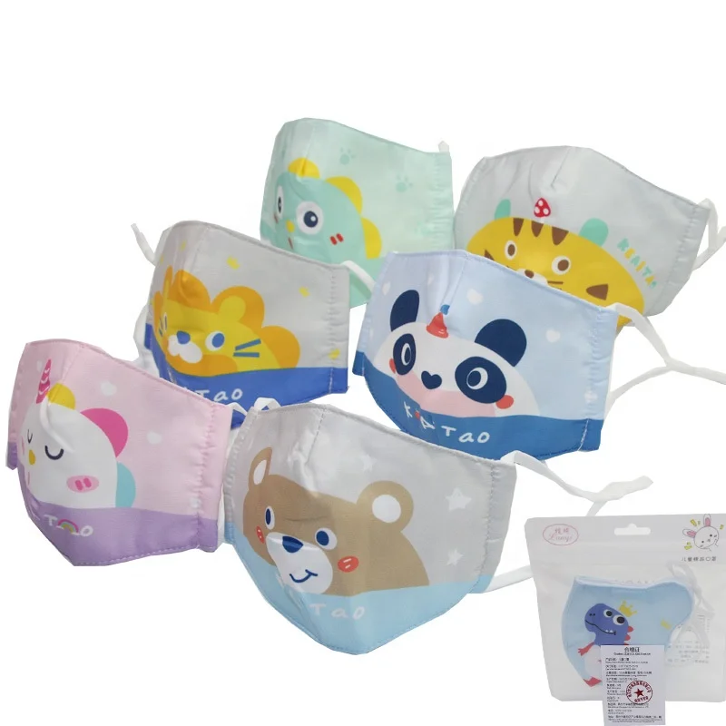 Baby Kids Maskes Adjustable Earloop Washable Cartoon Cotton designer Reusable Kid Face Maskes with Custom Logo printed wholesale