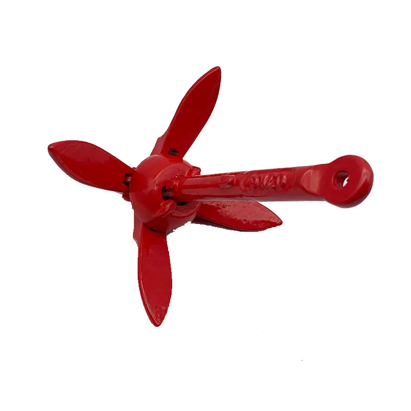 Marine Cast 3.5lb 1.5KG Ship Docking Boat Carbon Steel Yacht Red Coating Folding Grapnel Anchor