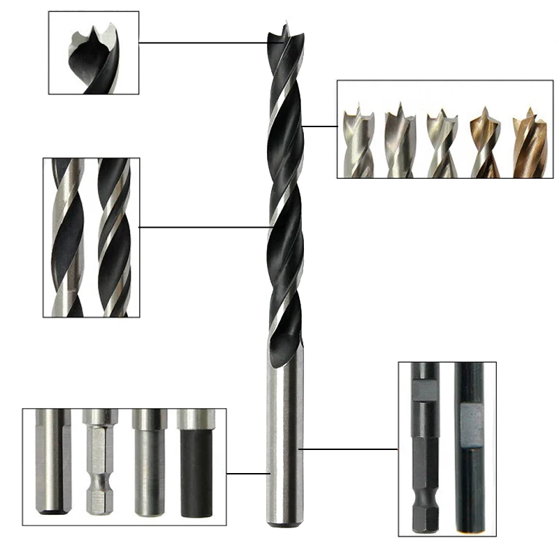 PEGATEC  Titanium Twist Drill Bit Hex Shank High Speed Steel for Wood Plastic Aluminum Alloy, Quick Change