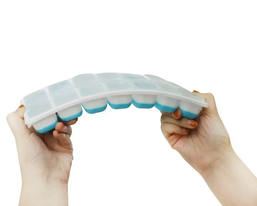Ice Cube Tray with Lid Silicone Ice Cube Molds 14 Ice tray Stackable Durable