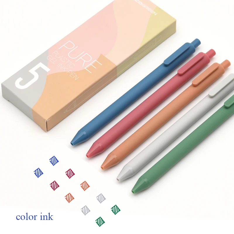 Hot selling 5pcs/box Multi Colored Gel Pens Retractable 0.5mm Smooth