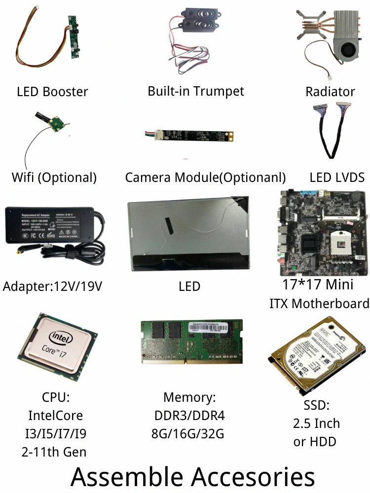 23.8 Inch All in One Desktop PC Intel Core i3 i5 i7 Gaming Computer with 16GB Video Memory 512GB SSD Storage  Interface New