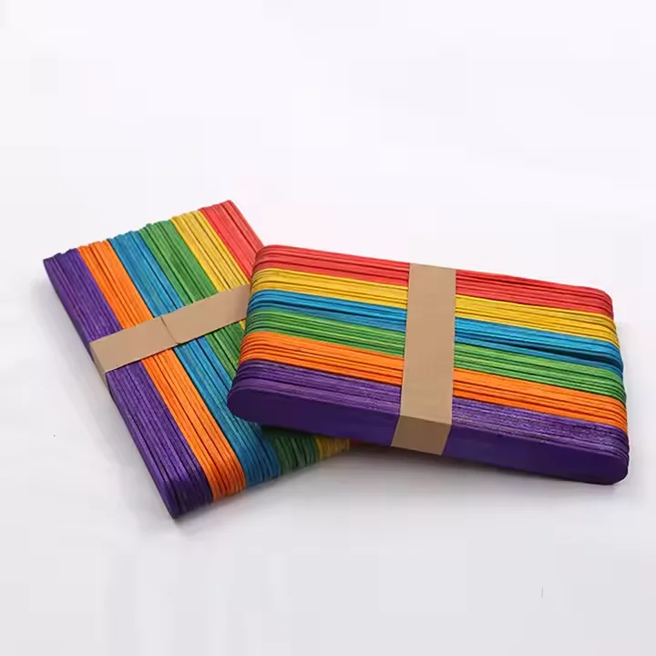 High Quality Colorful Disposable Wooden Popsicle Sticks Ice-cream Sticks DIY Craft Stick