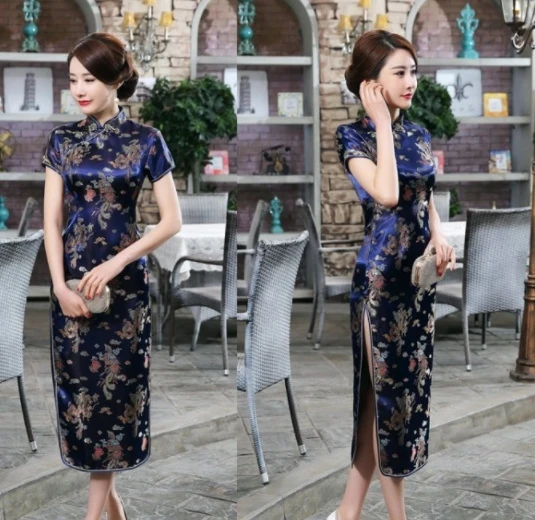 chinese traditional dress fashion design long cheongsam evening dresses qipao Dragon and Phoenix