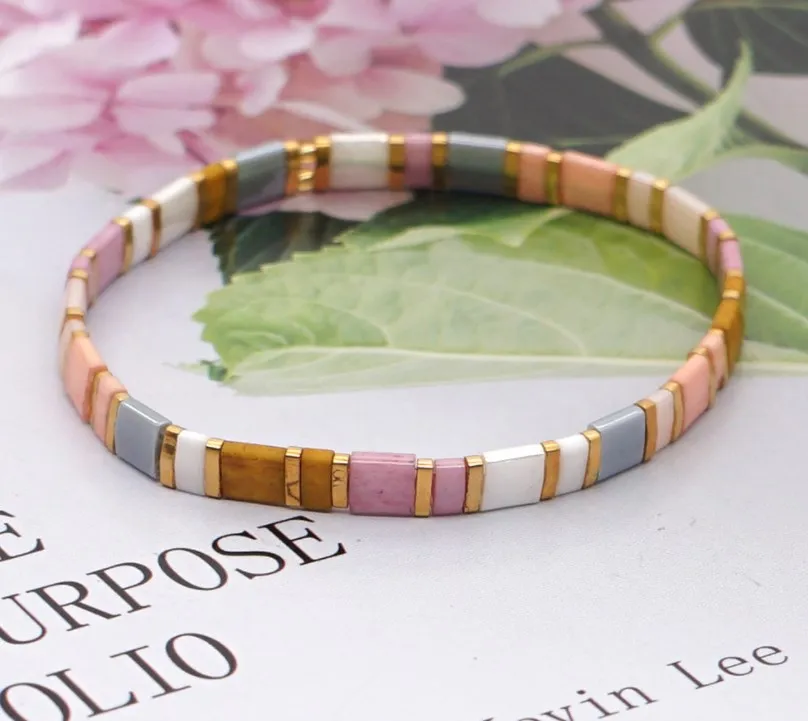 Zooying Custom Retro warm color TILA string bead bracelet delicate  Tila rice bead woman  bracelet  fashion design bracelet