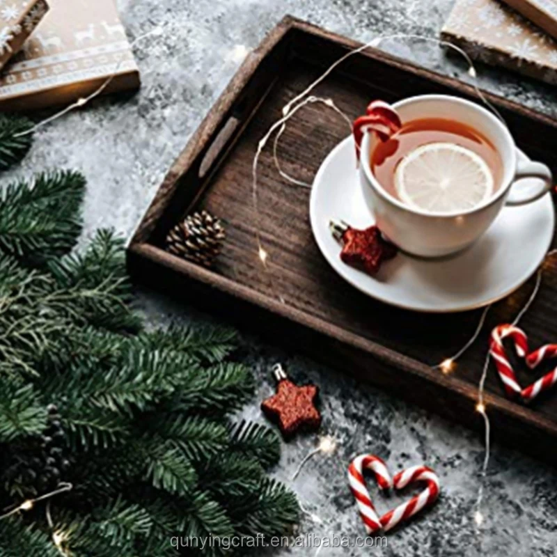 Оригинальный деревянный поднос с ручками, подающий поднос для завтрака, бамбуковый поднос для кровати