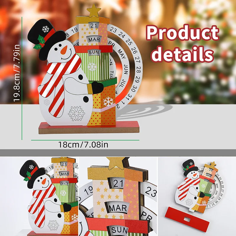 New Arrival High Quality Circle Wooden Desk Calendar Table Planet Accessories Manual Rotating Wooden Perpetual Desk Calendar