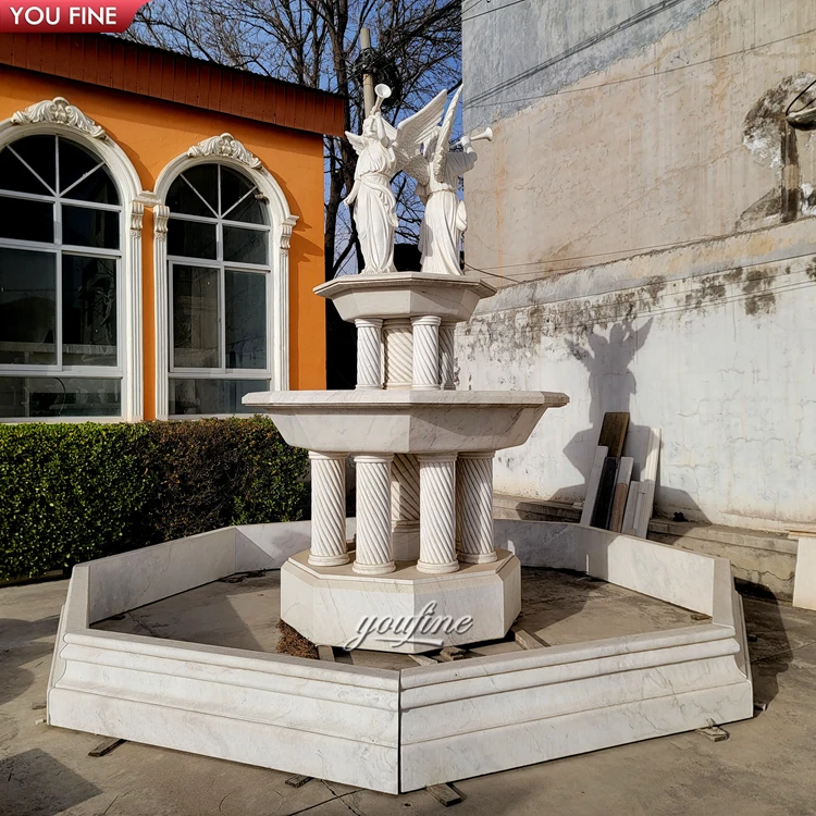 Outdoor Garden Marble Lady Sculpture Stone Waterfall Woman Statue Wall Water Fountain