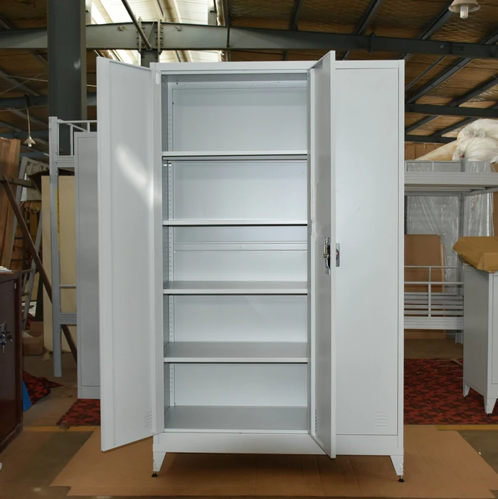 Multi-purpose steel hanging bedroom wardrobe cabinet three door metal clothing locker