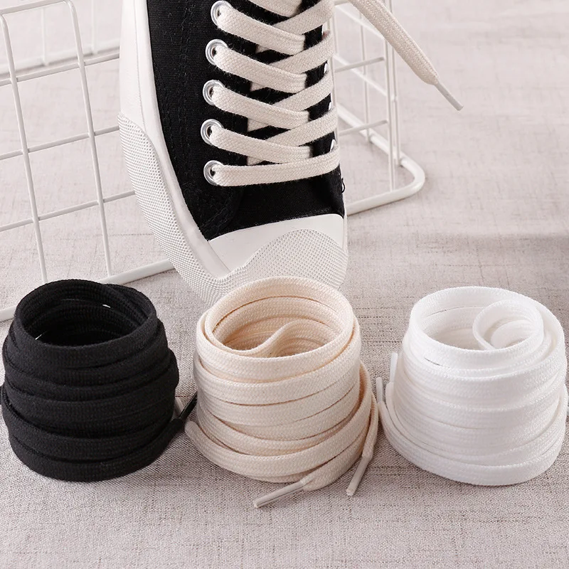 8MM  Wide Thick Sneaker Replacement Shoe Laces solid classic retro thicken cotton fabric flat shoelaces