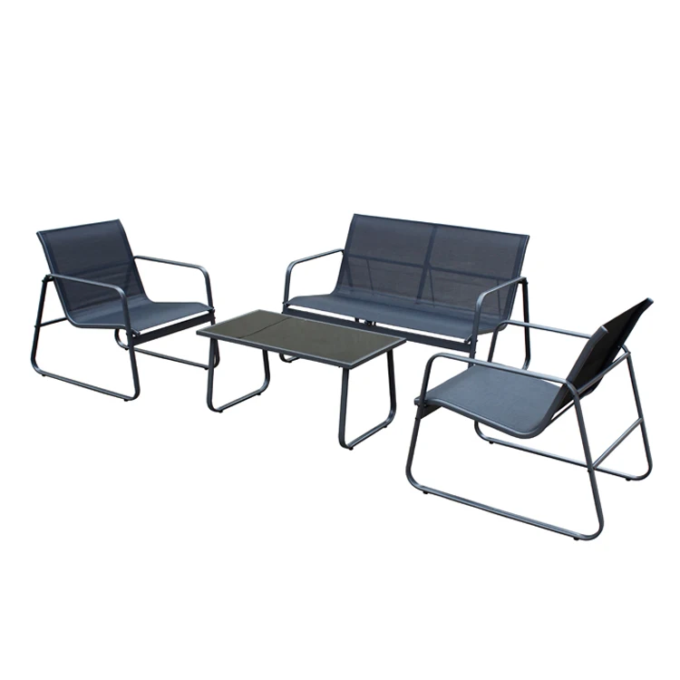 
Outdoor 4PCS conversation set with glass table steel sofa garden sets 