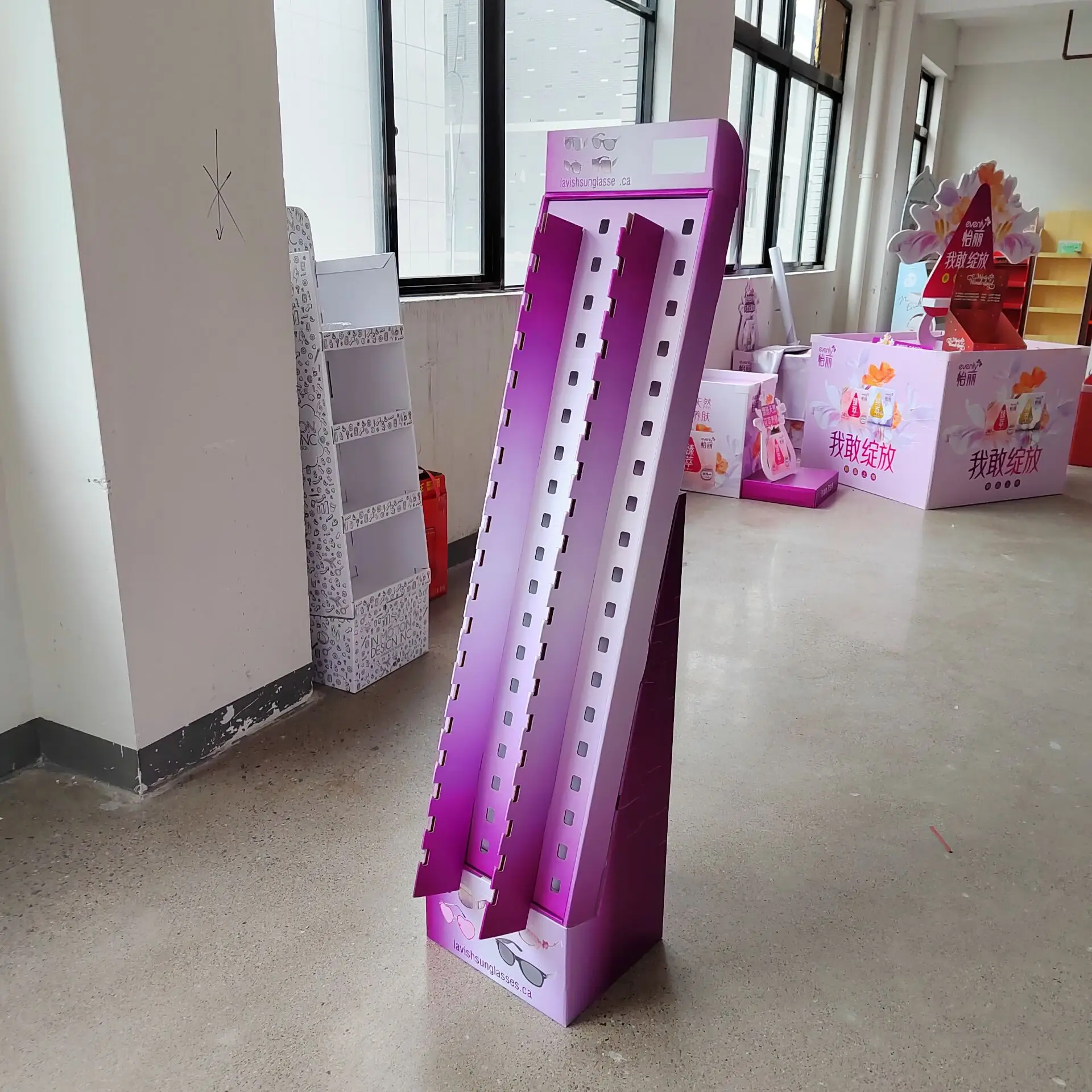 Retail Optical Shop Floor Rotating Paper Sunglasses Rack Display Shelf Stand Glasses Cardboard Display