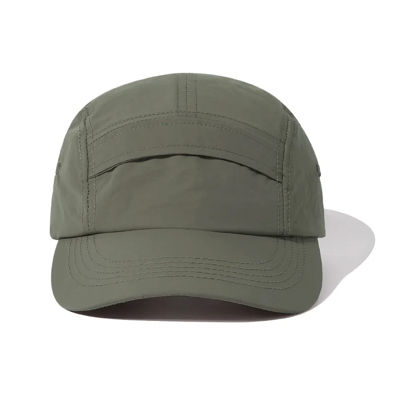 OEM Custom Embroidery Logo Nylon Running Camp Cap High Quality Fashion 5 Panel Camping Hat Small order for adult unisex