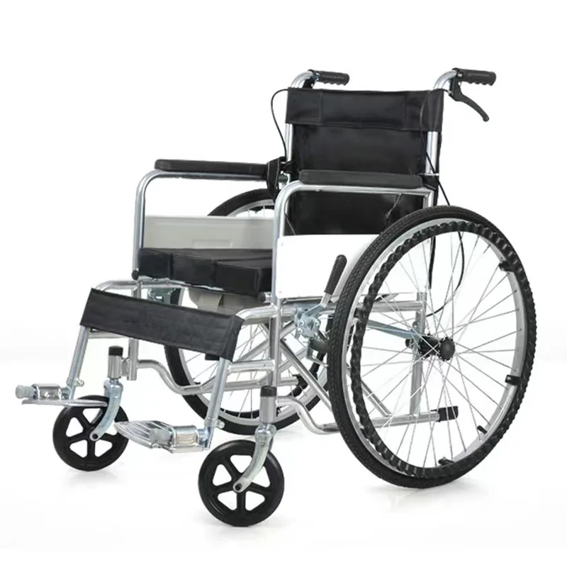 Folding Manual Toilet Wheelchair for Elderly