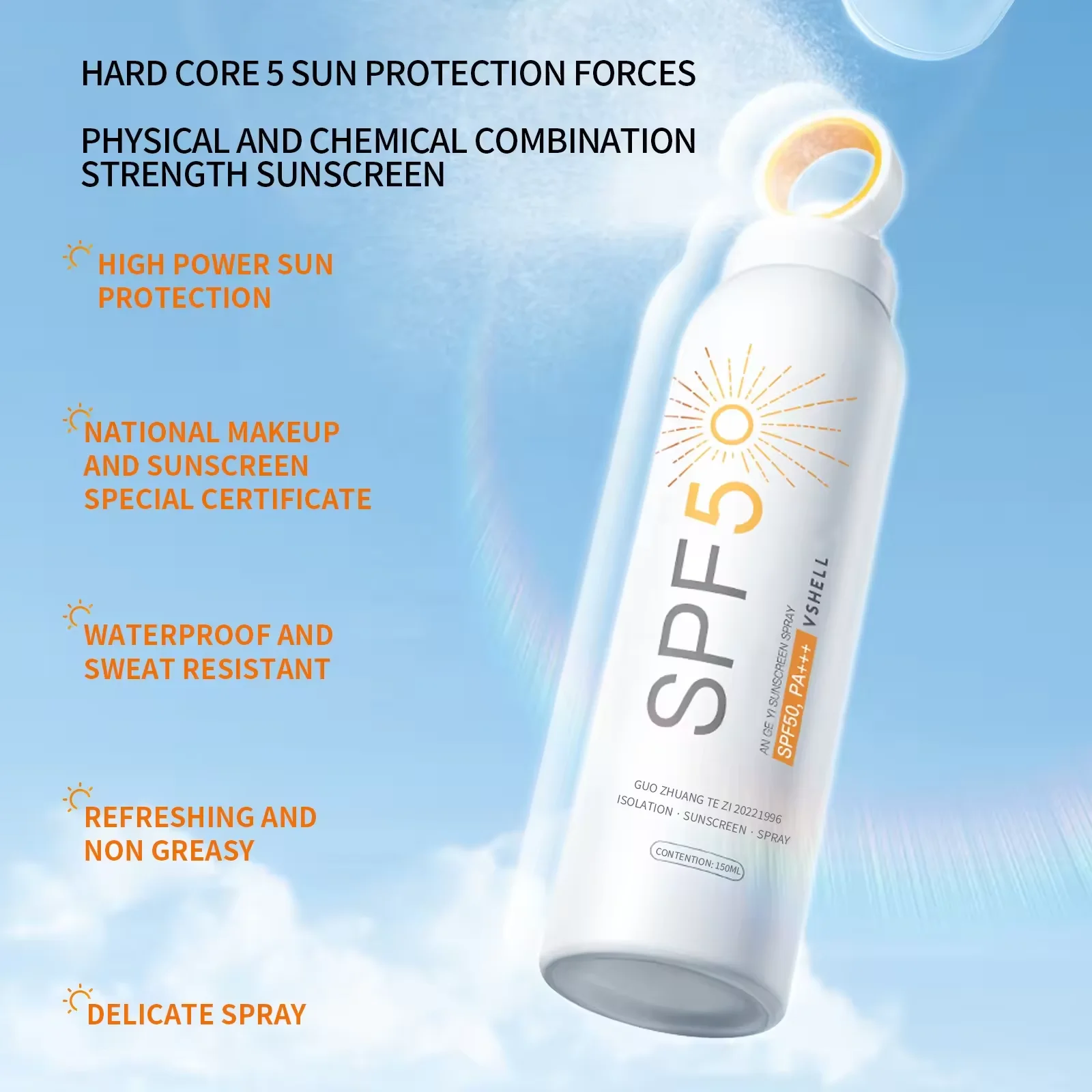 Wholesale Sunscreen Spray SPF50 PA+++ Spectrum UVA/UVB Protection Hydration Water Resistant Lightweight Full Body Sunscreen