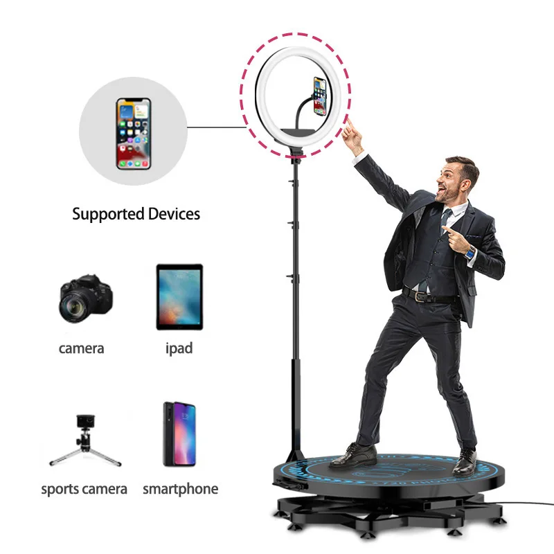 Intelligent Automatic Rotating Video Spin Machine Camera 360 Photo Booth glass Dance Floor Party Disco Night Club