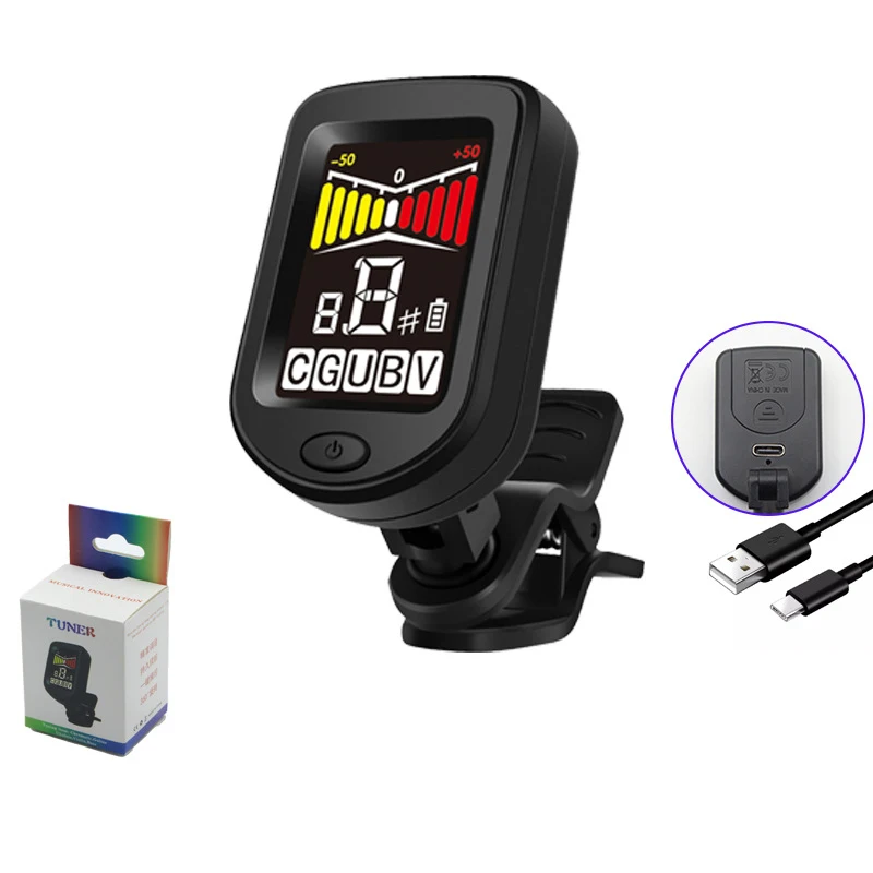 Rechargeable Multifunctional Instrument Tuner, Color Screen, Guitar Tuner, Violin, Electronic calibrator, twelve, Pitch