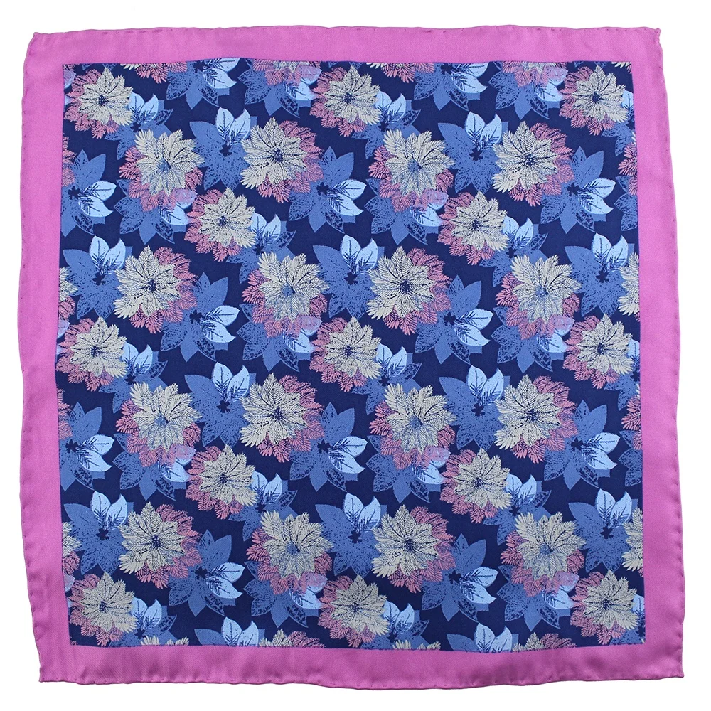 China Supplier Premium Men Business Novelty Fashion Custom Printing Leaf Wholesale Handkerchief Pocket Squares Hand Rolled