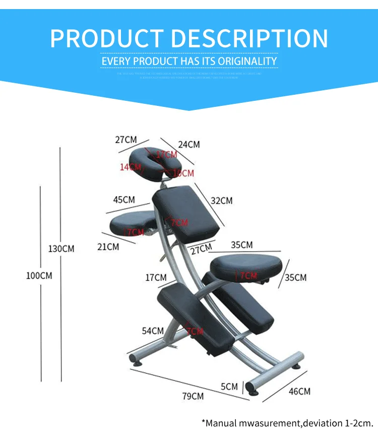 Kisen Black 3-Section Multipurpose Massage Bed Spa Salon Facial Tattoo Chair Hydraulic Stool Removable Headrest Facial Cradle