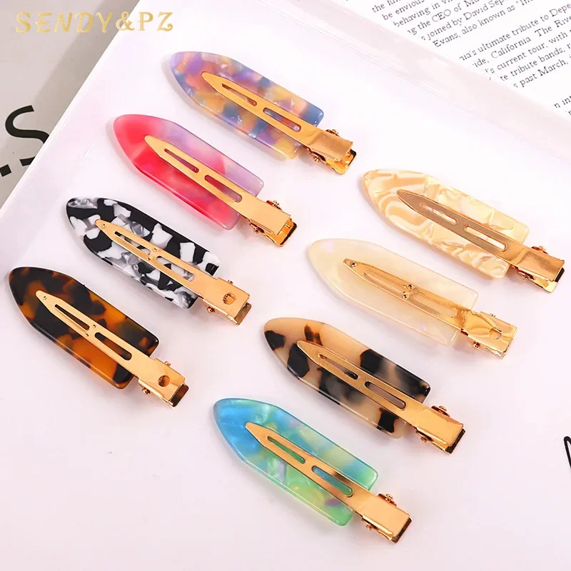 Korean Fancy Hairpins Luxury Gold Metal No Bend Acetate Hair Clip Designers Custom Women Hair Accessories Clips Set for Girls