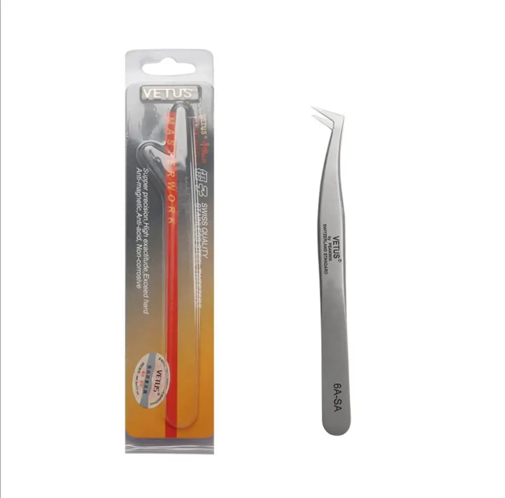 Пинцет для наращивания накладных ресниц 6A-SA с изогнутым кончиком