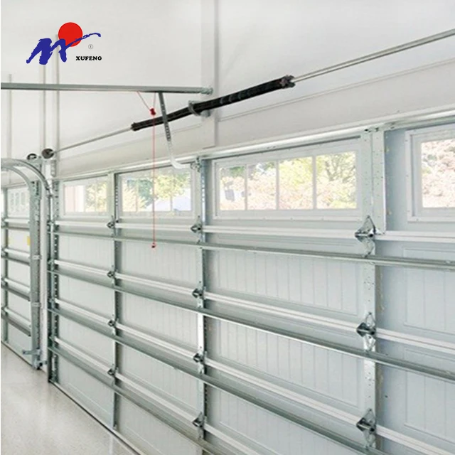 12 Wood Grain Building Vertical Sliding Double Track Wooden Galvanized Garage Door