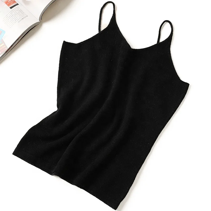 custom logo design plain color women winter cashmere top Fashion knit 100% V-collar