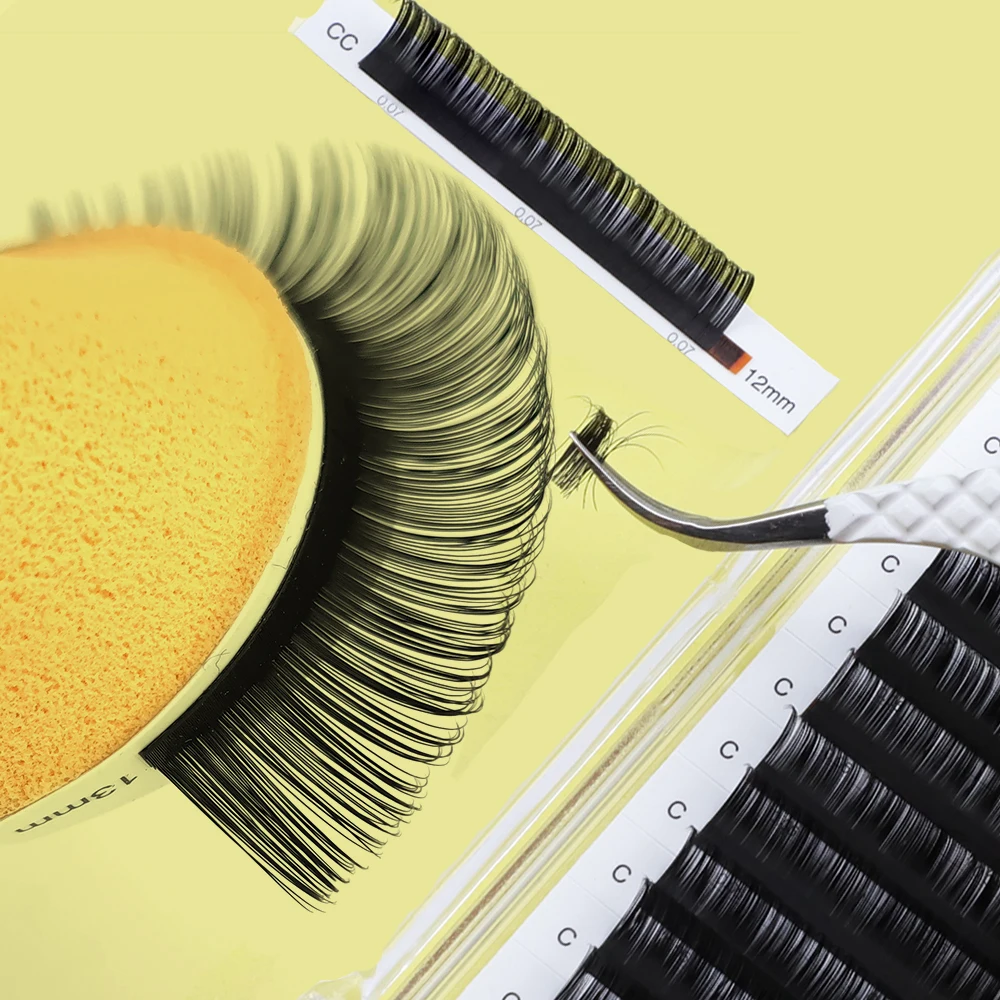 LymeeBeauty Custom Wholesale easy fans 0.03 Mega Volume Eye Lash Extensions Supplies Matte Black Cashmere Lash Extensions