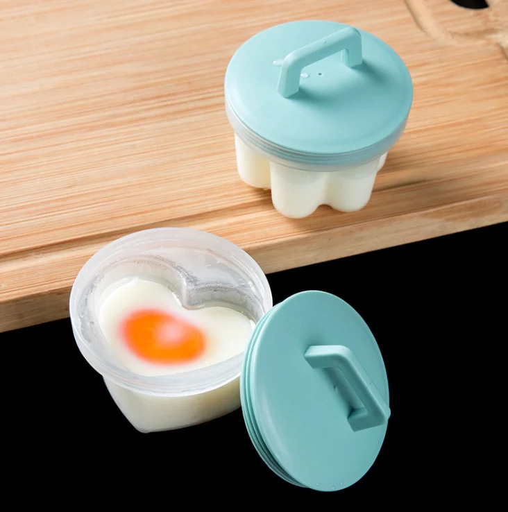 Kitchen Gadgets Egg Cooker Tools 4Pcs Cute Egg Boiler with Lid Brush Plastic Egg Mold set
