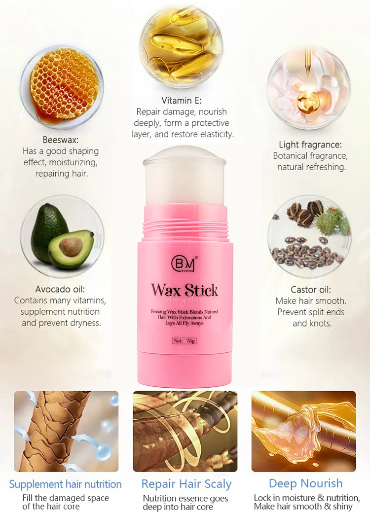 Custom logo Private Label Natural pink Scent Hair Wax Stick with logo