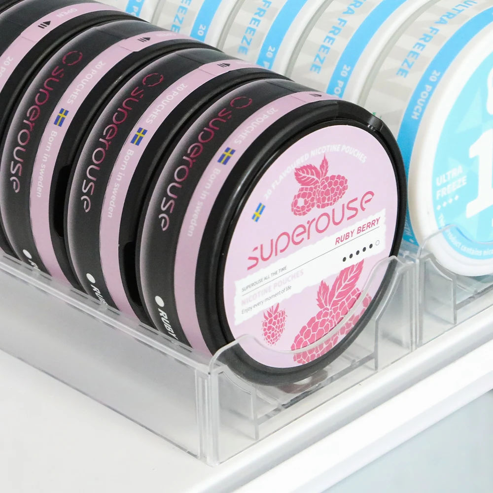 Подпружиненная витрина пластиковые никотиновые пакеты круглая жевательная резинка круглый портсигар Органайзер Snus Pusher