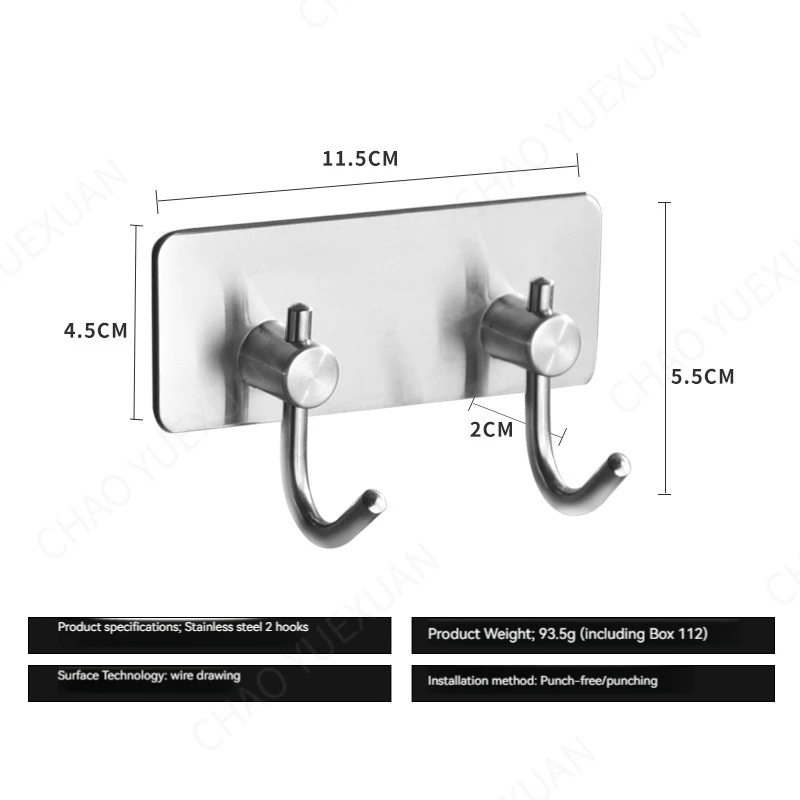 Waterproof Hooks Hanger Wall-mounted Hanging Hook Stainless Steel Hook For Bathroom Kitchen Hotel