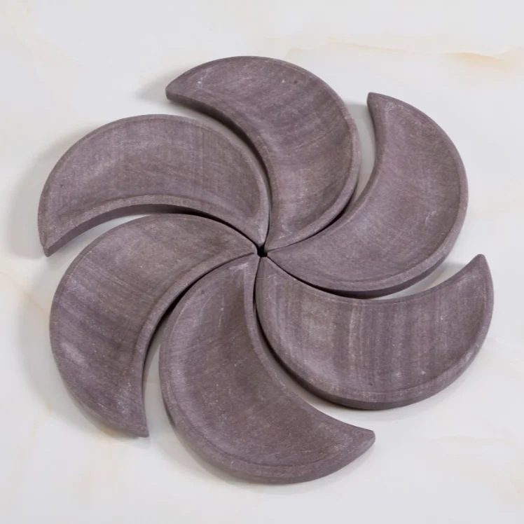 A Set of Moon Shape Tableware Grey Marble Candy Tray
