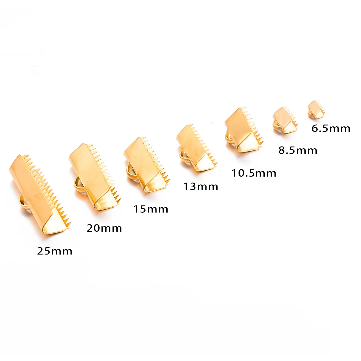 Stainless Steel Gold Color Crimp End Bead Buckle Tip Clasp DIY Rope Ribbon Leather Folding Pieces Jewelry Making Connector