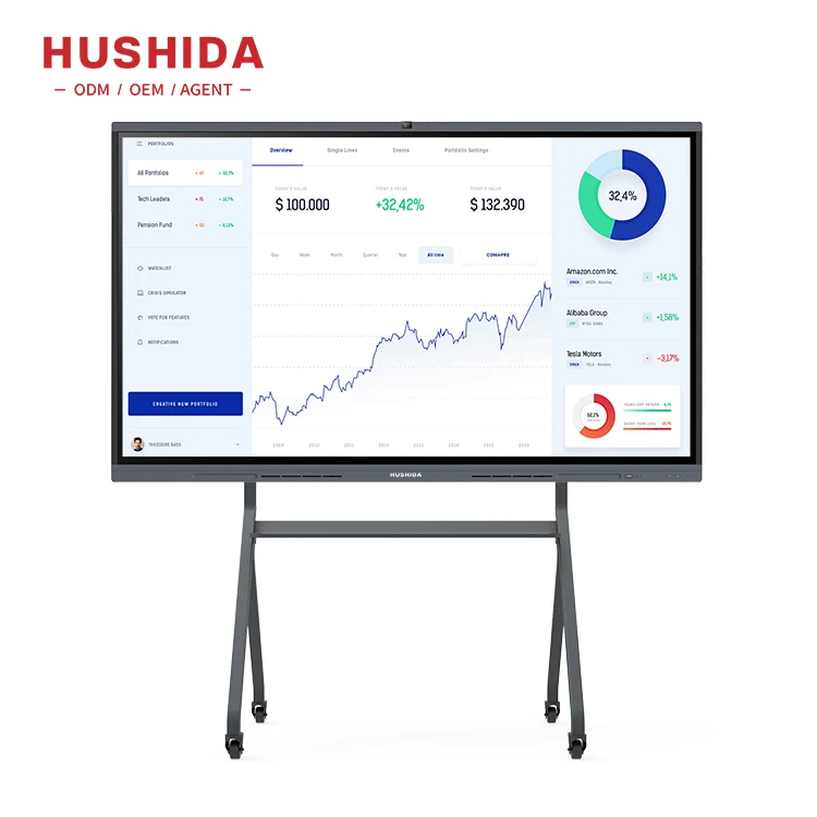 Wholesale 55 65 75 86 Inch LCD Touch Screen All in One PC Whiteboard Interactive Flat Panel for Education Meeting Conference