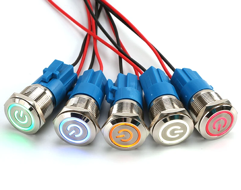 12/16/19/22mm Metal Push Button Switch Momentary Latching Fixed Electric On Off Power Start Stop LED Light 5V 12V 24V  220V Car
