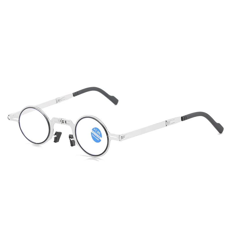 Fashion Unisex Portable Metal Presbyopia Eyeglasses Anti Blue Light Folding Reading Glasses With Case