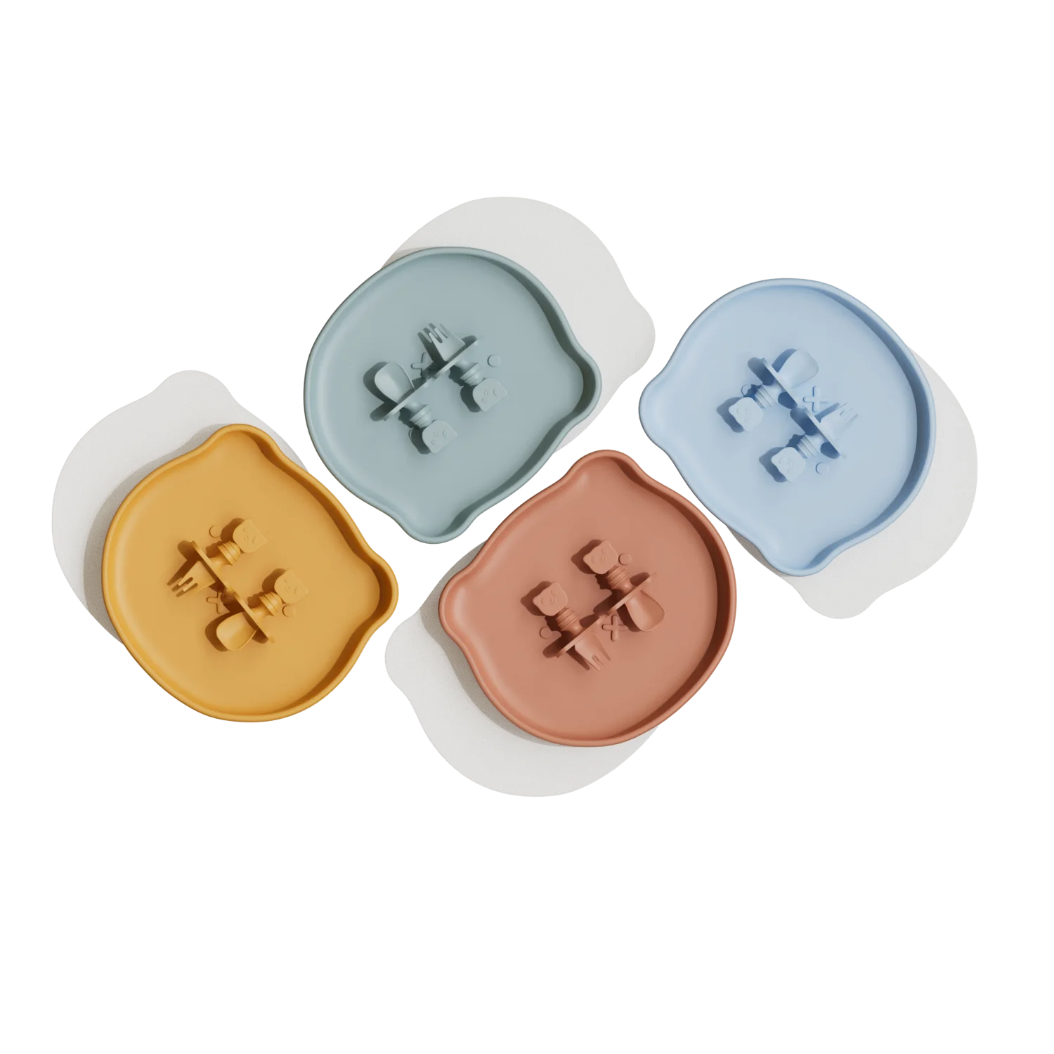 Phthalate Free Cartoon Dinnerware Set Animal Silica Gel Baby Spoon Fork Suction Bowl Plate Silicone Feeing Set With Lids Cover