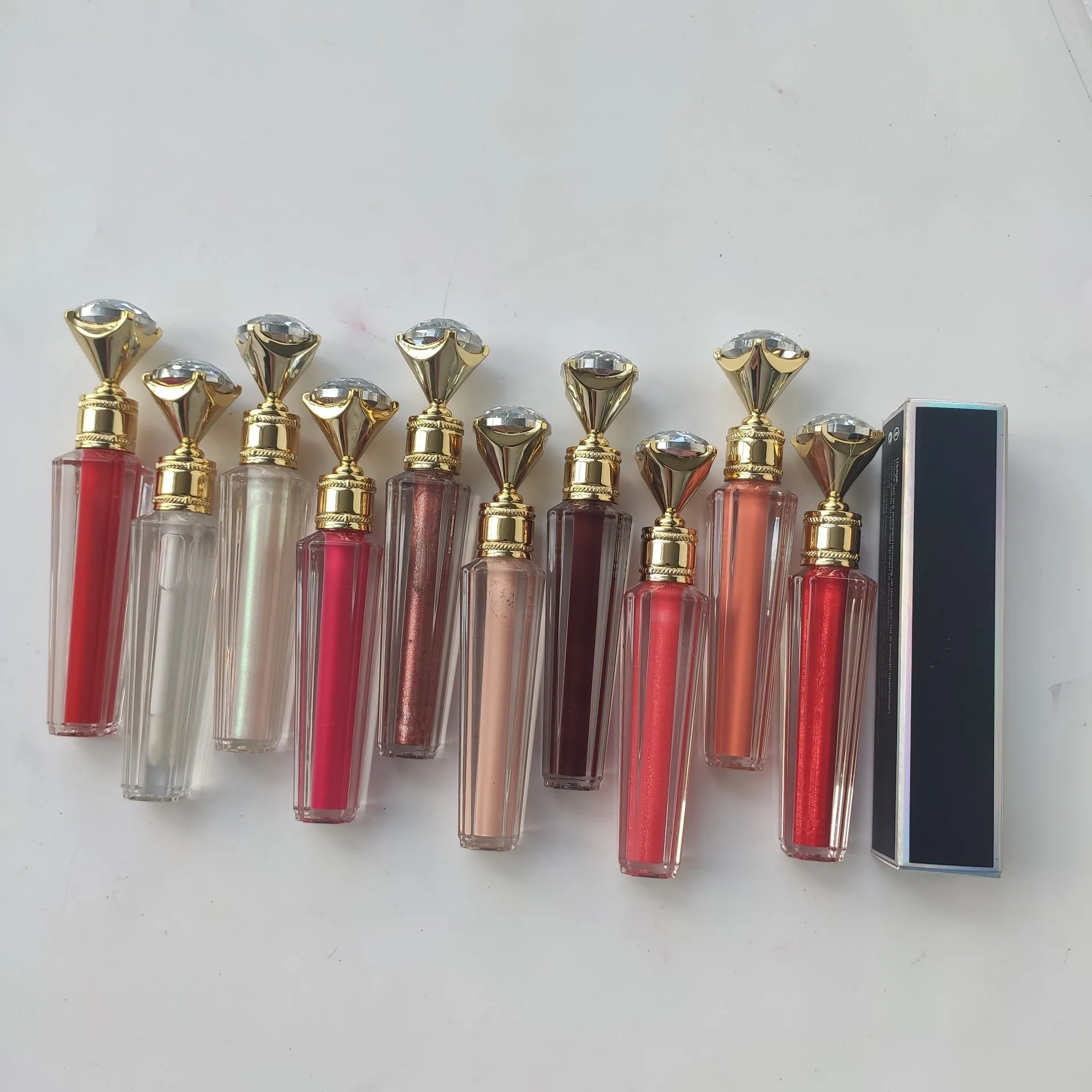 Long Lasting 45 colors Private Label pigment vegan shimmer clear lipstick diamond waterproof lip gloss custom logo lipgloss