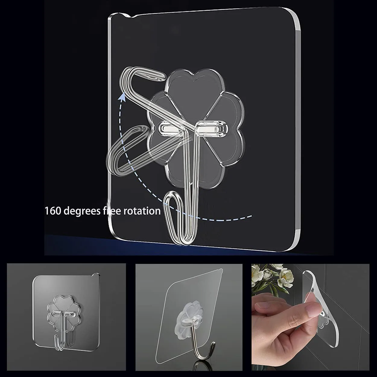 multifunctional adhesive mini wall hooks strong non-marking transparent punch-free coat toilet strong wall adhesive hanging hook