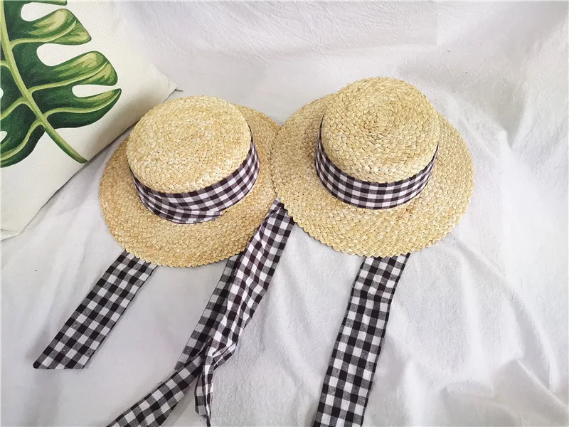 Fashion Summer Women Wide Brim Natural Straw Hat Chapeau Female Sun Hats Black Panama Beach Straw Boater Hat