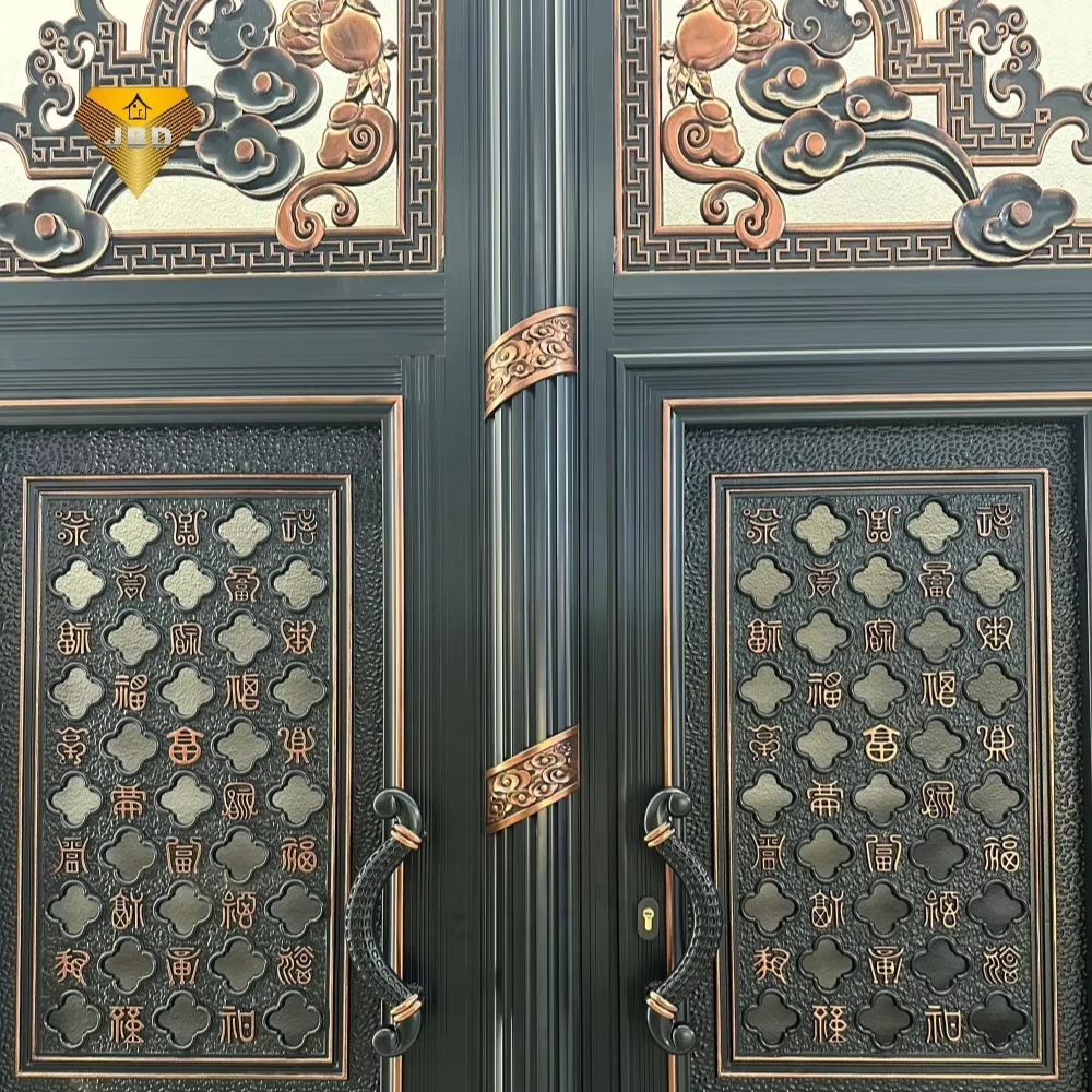 JBDhome Fashionable Popular Style Art Double Door Carved Aluminum Residential and Courtyard Opposite Door