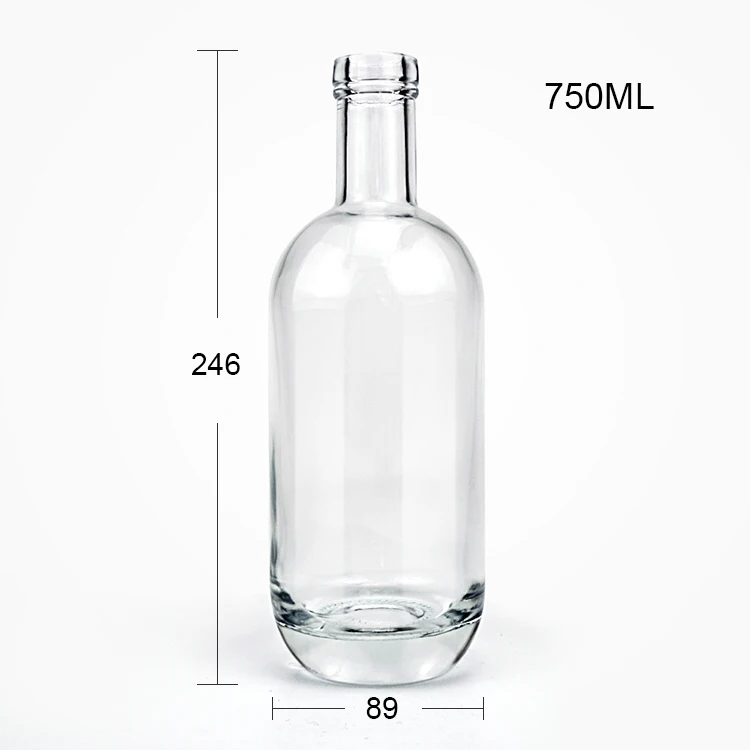 Wholesale 500ml 750ml Whiskey Spirit Bottle Vodka Gin Brandy Glass Liquor Bottle With Synthetic Cork OEM Color